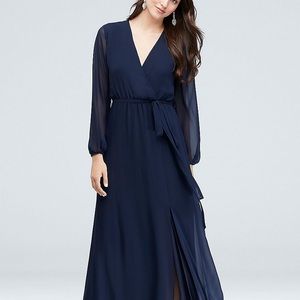 Long Sleeve Chiffon Wrap Dress